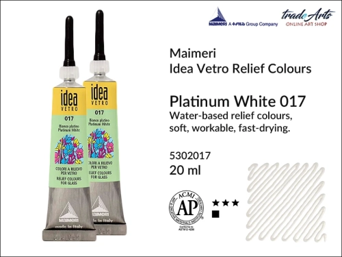 Maimeri Idea Vetro Relief Platinum White 017, konturówka do szkła Platinum White 017 Idea Vetro, relief do szkła Platinum White 017 Maimeri Idea Vetro,  zdobienie szkła, witraż, reliefy, ozdabianie, konturówka, Idea Vetro, szkło, ceramika,