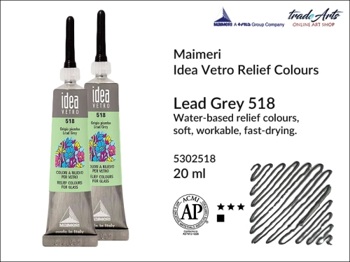 Maimeri Idea Vetro Relief lead Grey 518, konturówka do szkła Lead Grey 518 Idea Vetro, relief do szkła Lead Grey 518  Maimeri Idea Vetro,  zdobienie szkła, witraż, reliefy, ozdabianie, konturówka, Idea Vetro, szkło, ceramika,