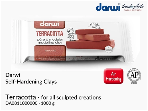Darwi Self-Hardening Clay Terracotta 1000 g,  glinka Darwi Terracotta 1000 g, Darwi Terracotta glinka samoutwardzalna, glinka samoutwardzalna, glinka bez wypalania, Darwi Terracotta, glina, glinka, Darwi,