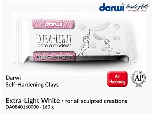 Darwi Self-Hardening Clay Extra-Light 160 g,  glinka Darwi Extra Light 160 g, Darwi Extra Light glinka biała  samoutwardzalna, glinka samoutwardzalna, glinka bez wypalania, Darwi Extra Light, glina, glinka, Darwi,