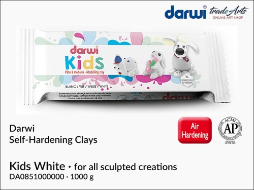 Darwi Self-Hardening Clay Kids White 1000 g,  glinka Darwi Kids glinka biała 1000 g, Darwi Kids glinka biała  samoutwardzalna dla dzieci, glinka samoutwardzalna, glinka bez wypalania, Darwi Kids, glina, glinka, Darwi,