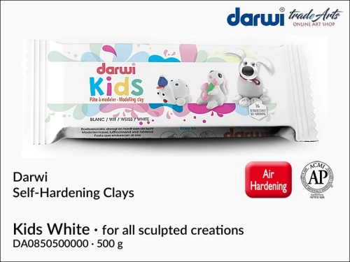 Darwi Self-Hardening Clay Kids White 500 g,  glinka Darwi Kids glinka biała 500 g, Darwi Kids glinka biała  samoutwardzalna dla dzieci, glinka samoutwardzalna, glinka bez wypalania, Darwi Kids, glina, glinka, Darwi,