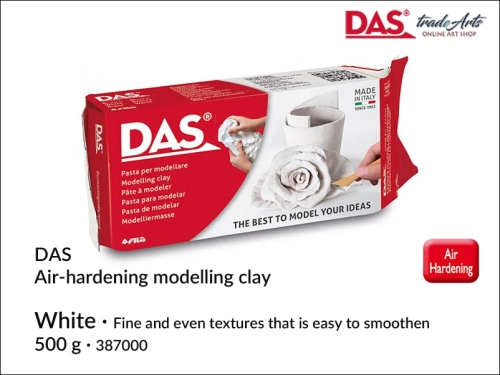 DAS Self-hardening Modelling Clay White 500 g, glinka samoutwardzalna 500 g biała DAS, DAS glinka biała samoutwardzalna, glinka modelarska samoutwardzalna DAS, glina, glinka, modelowanie,