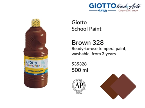 Giotto Tempera School Paint Brown 328 500 ml, farba tempera Brown 328 500 ml Giotto School Paint, Giotto School Paint  tempera szkolna brązowa 500 ml, farba tempera, tempery, farba plakatowa, farba gwaszowa, Giotto,