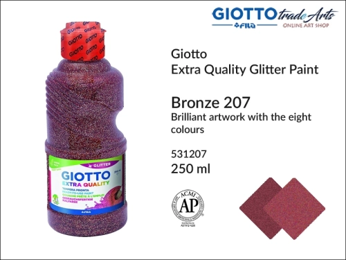 Giotto Extra Quality Glitter Paint Bronze 207 250 ml, farba temperowa brokatowa Bronze 207 Giotto Glitter Paint, farba brokatowa, brokaty, Giotto Glitter Paint tempera brokatowa Bronze 207 250 ml,  tempery, gwasze, Giotto,