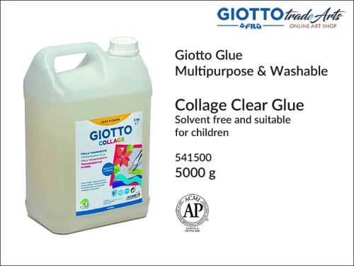 Giotto Clear Collage Glue 5000 g, Giotto klej transparentny do kolaży 5000 g, klej do kolaży transparentny 5000 g Giotto Collage Glue, klej, kleje do kolaży, klej transparentny, klej zmywalny, kolaże, Giotto Glue,