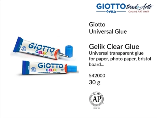 Giotto Gelik Glue 30 ml, Gelik Glue klej szkolny w tubie 30 ml, klej do prac precyzyjnych Giotto Gelik tuba 30 ml, klej biurowy w tubie 30 ml Giotto Gelik, klejenie, kleje w tubie, szkoła, dzieci, biuro, klej, tuba,