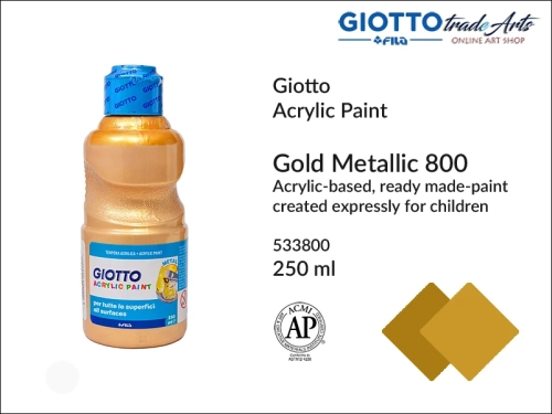 Giotto Acrylic Paint  Metallic Gold 800 250 ml, farba akrylowa metaliczna 250 ml Gold 800 Giotto Acrylic, Giotto Acrylic farba metaliczna 250 ml Gold 800, farba akrylowa metaliczna, farba metaliczna, akryle, metal, gold,