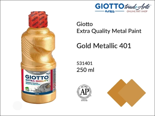 Giotto Extra Quality Metal Paint Gold 401 250 ml, farba tempera metaliczna Gold 401 250 ml Giotto Metal Paint, Giotto tempera metaliczna Gold 401 250 ml, farba temperowa metaliczna, tempera złota, tempera metal,
