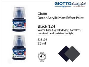 Farba akrylowa matowa Giotto Decor Acrylic Matt, kolor: Black 124, opak. 25 ml