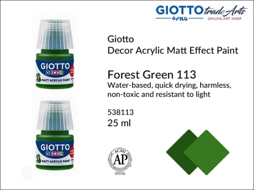 Giotto Decor Acrylic Matt Emerald Green 114 25 ml, farba akrylowa matowa Emerald Green 114 but. 25 ml Giotto Decor, Giotto Decor farba akrylowa matowa Emerald Green 114 but. 25 ml, farba akrylowa modelarska Giotto, akryle, farba akrylowa matowa,