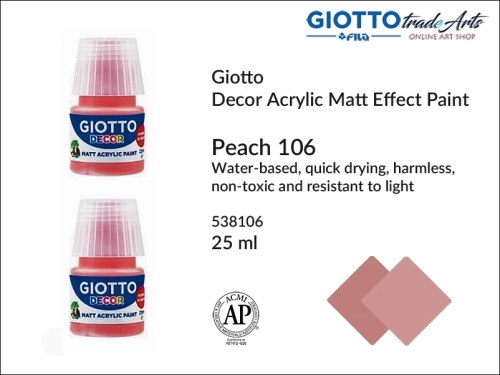 Giotto Decor Acrylic Matt Peach 106 25 ml, farba akrylowa matowa Peach 106 but. 25 ml Giotto Decor, Giotto Decor farba akrylowa matowa Peach 106 but. 25 ml, farba akrylowa modelarska Giotto, akryle, farba akrylowa matowa,