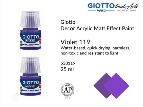 Giotto Decor Acrylic Matt Violet 119 25 ml, farba akrylowa matowa Violet 119 but. 25 ml Giotto Decor, Giotto Decor farba akrylowa matowa Violet 119 but. 25 ml, farba akrylowa modelarska Giotto, akryle, farba akrylowa matowa,