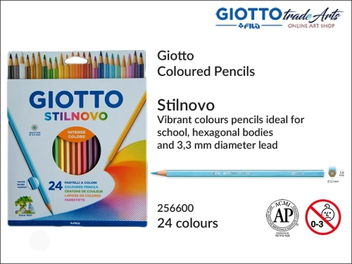 Giotto Stilnovo Coloured Pencils Set 24 pcs, kredki ołówkowe szkolne 24 szt. Giotto Stilnovo, Giotto Stilnovo zestaw kredek ołówkowych 24 szt., kredki ołówkowe szkolne, kredki w ołowku Giotto, komplet kredek Giotto,