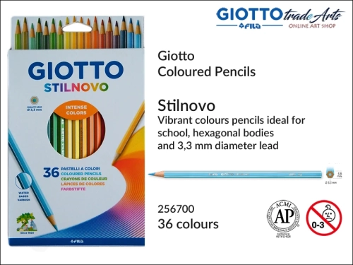 Giotto Stilnovo Coloured Pencils Set 36 pcs, kredki ołówkowe szkolne 36 szt. Giotto Stilnovo, Giotto Stilnovo zestaw kredek ołówkowych 36 szt., kredki ołówkowe szkolne, kredki w ołówku Giotto, komplet kredek Giotto,