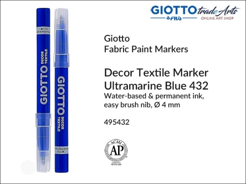 Giotto Decor Textile Markers Ultramarine Blue 432, marker ultramaryna do tkanin 432 Giotto Decor Textile, pisak ultramaryna do tkanin 432 Giotto Decor Textile, Giotto Decor Textile marker ultramaryna do tkanin, markery do tkanin, pisaki, Giotto Textile,