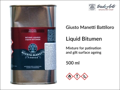 Bitumen Liquid Giusto Manetti 500 ml, bitum do pozłotnictwa 500 ml Giusto Manetti , Giusto Manetti Finishing bitum do złoceń 500 ml, bitum, masa bitumiczna, złocenia, pozłotnictwo, postarzanie, bitum judejski,