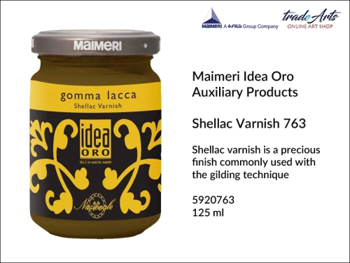 Shellac Varnish 763 Maimeri Idea Oro 125 ml, werniks szelakowy 763 Maimeri Idea Oro, Idea Oro werniks szelakowy 763, werniks szelakowy 763 Maimeri Idea Oro, werniks szelakowy do złoceń, pozłotnictwo, werniks, Shellac Varnish,  szlagmetal,