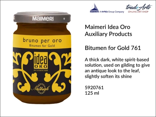 Bitumen for Gold 761 Maimeri Idea Oro 125 ml, bitum pozłotniczy 761 Maimeri Idea Oro, Idea Oro bitum pozłotniczy 761, bitum do pozłotnictwa 761 Maimeri Idea Oro, bitum do złoceń, pozłotnictwo, werniks, bitumen for gold,  szlagmetal,