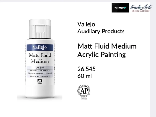 Matt Fluid Medium Acrylicos Vallejo 60 ml, medium matowe akrylowe 60 ml Matt Fluid Medium Vallejo, Vallejo medium matowe akrylowe 60 ml, medium akrylowe matowe płynne, media akrylowe, farby akrylowe, akryle, media,