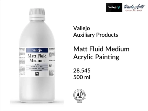 Matt Fluid Medium Acrylicos Vallejo 500 ml, medium matowe akrylowe 500 ml Matt Fluid Medium Vallejo, Vallejo medium matowe akrylowe 500 ml, medium akrylowe matowe płynne, media akrylowe, farby akrylowe, akryle, media,