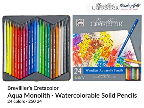 Cretacolor Aqua Monolith Aquarelle Pencils, zestaw 24 sztyfty akwarelowe Aqua Monolith Cretacolor, Cretacolor komplet 24 sztyfty akwarelowe Aqua Monolith, Aqua Monolith zestaw 24 sztyftów akwarelowych, grafity akwarelowe, sztyfty, Monolith,