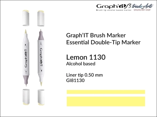 Graph'it Brush Marker Double-Tip Lemon 1130, Graph'it marker pędzelkowy dwustronny Lemon 1130, Graph'it Brush marker pędzelkowy, marker pędzelkowy alkoholowy, Graph'it Brush marker alkoholowy pędzelkowy dwustronny, marker,