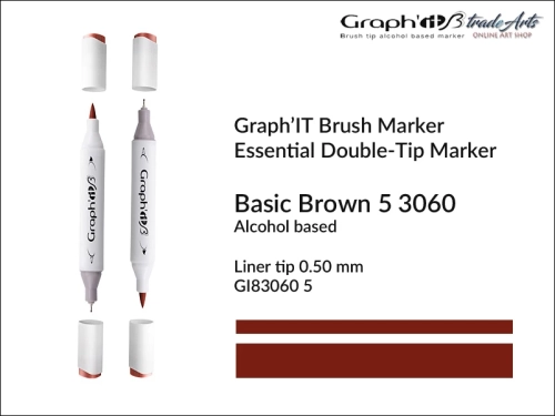 Graph'it Brush Marker Double-Tip Basic Brown 3060, Graph'it marker pędzelkowy dwustronny Basic Brown 3060, Graph'it Brush marker pędzelkowy, marker pędzelkowy alkoholowy, Graph'it Brush marker alkoholowy pędzelkowy dwustronny, marker,