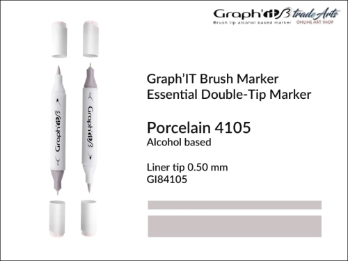 Graph'it Brush Marker Double-Tip Porcelain 4105, Graph'it marker pędzelkowy dwustronny Porcelain 4105, Graph'it Brush marker pędzelkowy, marker pędzelkowy alkoholowy, Graph'it Brush marker alkoholowy pędzelkowy dwustronny, marker,