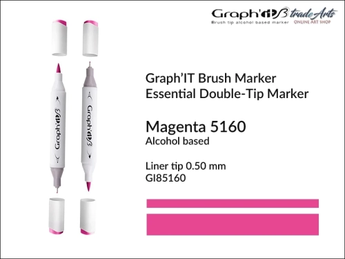 Graph'it Brush Marker Double-Tip Magenta 5160 Graph'it marker pędzelkowy dwustronny Magenta 5160, Graph'it Brush marker pędzelkowy, marker pędzelkowy alkoholowy, Graph'it Brush marker alkoholowy pędzelkowy dwustronny, marker,