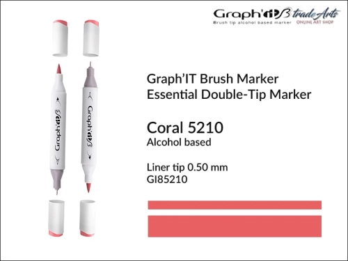 Graph'it Brush Marker Double-Tip Coral 5210, Graph'it marker pędzelkowy dwustronny Coral 5210, Graph'it Brush marker pędzelkowy, marker pędzelkowy alkoholowy, Graph'it Brush marker alkoholowy pędzelkowy dwustronny, marker,