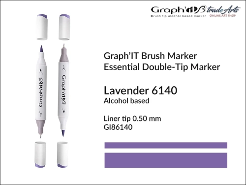 Graph'it Brush Marker Double-Tip Lavender 6140, Graph'it marker pędzelkowy dwustronny Lavender 6140, Graph'it Brush marker pędzelkowy, marker pędzelkowy alkoholowy, Graph'it Brush marker alkoholowy pędzelkowy dwustronny, marker,