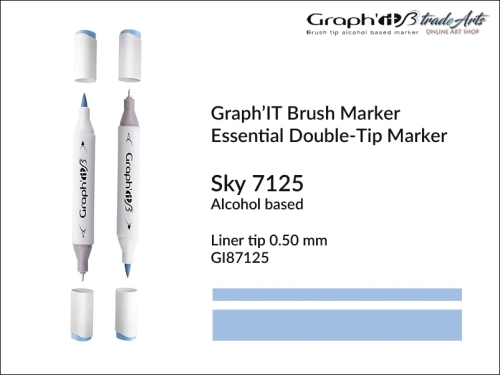 Graph'it Brush Marker Double-Tip Sky 7125, Graph'it marker pędzelkowy dwustronny Sky 7125, Graph'it Brush marker pędzelkowy, marker pędzelkowy alkoholowy, Graph'it Brush marker alkoholowy pędzelkowy dwustronny, marker,