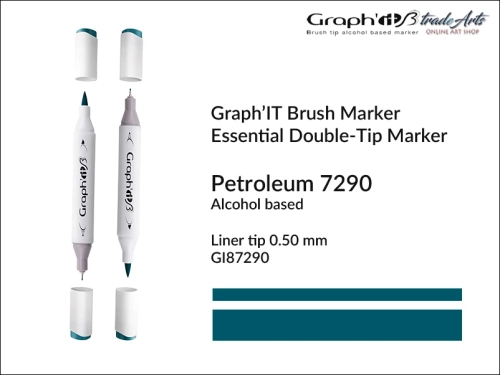 Graph'it Brush Marker Double-Tip Petroleum 7290, Graph'it marker pędzelkowy dwustronny Petroleum 7290, marker pędzelkowy alkoholowy, Graph'it Brush marker alkoholowy pędzelkowy dwustronny, marker, pisaki alkoholowe pędzelkowe,