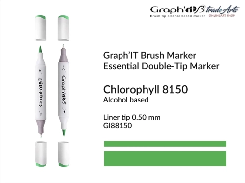 Graph'it Brush Marker Double-Tip Chlorophyll 8150, Graph'it marker pędzelkowy dwustronny Chlorophyll 8150, marker pędzelkowy alkoholowy, Graph'it Brush marker alkoholowy pędzelkowy dwustronny, marker, pisaki alkoholowe pędzelkowe,