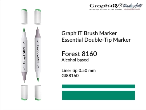 Graph'it Brush Marker Double-Tip Forest 8160, Graph'it marker pędzelkowy dwustronny Forest 8160, marker pędzelkowy alkoholowy, Graph'it Brush marker alkoholowy pędzelkowy dwustronny, marker, pisaki alkoholowe pędzelkowe,