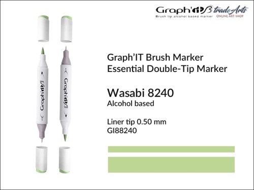 Graph'it Brush Marker Double-Tip Wasabi 8240, Graph'it marker pędzelkowy dwustronny Wasabi 8240, marker pędzelkowy alkoholowy, Graph'it Brush marker alkoholowy pędzelkowy dwustronny, marker, pisaki alkoholowe pędzelkowe,