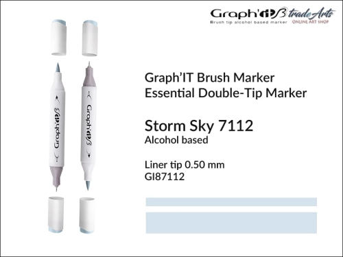 Graph'it Brush Marker Double-Tip Storm Sky 7112, Graph'it marker pędzelkowy dwustronny Storm Sky 7112, marker pędzelkowy alkoholowy, Graph'it Brush marker alkoholowy pędzelkowy dwustronny, marker, pisaki alkoholowe pędzelkowe,