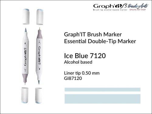 Graph'it Brush Marker Double-Tip Ice Blue 7120, Graph'it marker pędzelkowy dwustronny Ice Blue 7120, marker pędzelkowy alkoholowy, Graph'it Brush marker alkoholowy pędzelkowy dwustronny, marker, pisaki alkoholowe pędzelkowe,