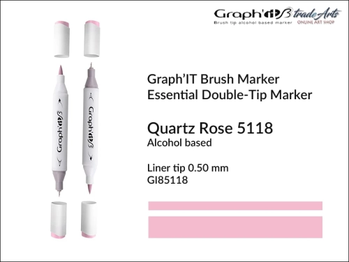 Graph'it Brush Marker Double-Tip Quartz Rose 5118, Graph'it marker pędzelkowy dwustronny Quartz Rose 5118, marker pędzelkowy alkoholowy, Graph'it Brush marker alkoholowy pędzelkowy dwustronny, marker, pisaki alkoholowe pędzelkowe,