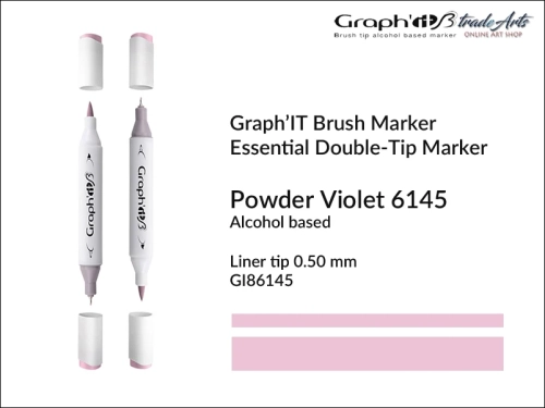 Graph'it Brush Marker Double-Tip Powder Violet 6145, Graph'it marker pędzelkowy dwustronny Powder Violet 6145, marker pędzelkowy alkoholowy, Graph'it Brush marker alkoholowy pędzelkowy dwustronny, marker, pisaki alkoholowe pędzelkowe,