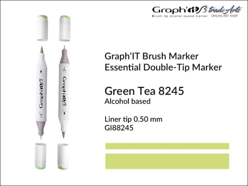 Graph'it Brush Marker Double-Tip Green Tea 8245, Graph'it marker pędzelkowy dwustronny Green Tea 8245, marker pędzelkowy alkoholowy, Graph'it Brush marker alkoholowy pędzelkowy dwustronny, marker, pisaki alkoholowe pędzelkowe,