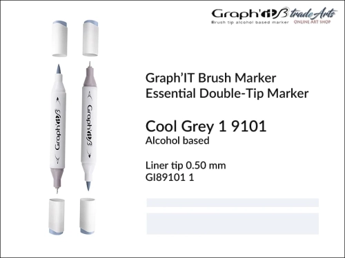Graph'it Brush Marker Double-Tip Cool Grey 9101, Graph'it marker pędzelkowy dwustronny Cool Grey 9101, marker pędzelkowy alkoholowy, Graph'it Brush marker alkoholowy pędzelkowy dwustronny, marker, pisaki alkoholowe pędzelkowe,