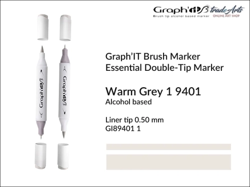 Graph'it Brush Marker Double-Tip Warm Grey 9401, Graph'it marker pędzelkowy dwustronny Warm Grey 9401, marker pędzelkowy alkoholowy, Graph'it Brush marker alkoholowy pędzelkowy dwustronny, marker, pisaki alkoholowe pędzelkowe,