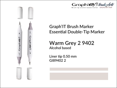 Graph'it Brush Marker Double-Tip Warm Grey 9402, Graph'it marker pędzelkowy dwustronny Warm Grey 9402, marker pędzelkowy alkoholowy, Graph'it Brush marker alkoholowy pędzelkowy dwustronny, marker, pisaki alkoholowe pędzelkowe,