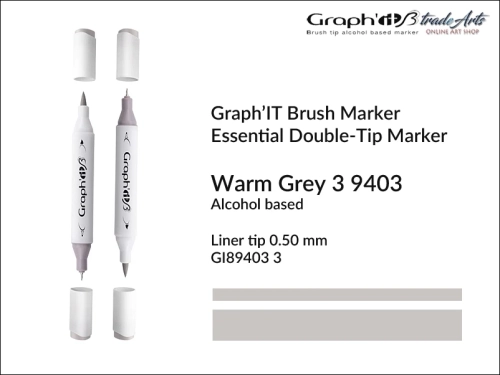 Graph'it Brush Marker Double-Tip Warm Grey 9403, Graph'it marker pędzelkowy dwustronny Warm Grey 9403, marker pędzelkowy alkoholowy, Graph'it Brush marker alkoholowy pędzelkowy dwustronny, marker, pisaki alkoholowe pędzelkowe,