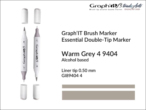 Graph'it Brush Marker Double-Tip Warm Grey 9404, Graph'it marker pędzelkowy dwustronny Warm Grey 9404, marker pędzelkowy alkoholowy, Graph'it Brush marker alkoholowy pędzelkowy dwustronny, marker, pisaki alkoholowe pędzelkowe,