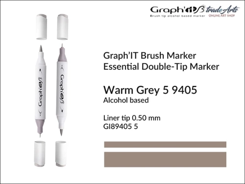 Graph'it Brush Marker Double-Tip Warm Grey 9405, Graph'it marker pędzelkowy dwustronny Warm Grey 9405, marker pędzelkowy alkoholowy, Graph'it Brush marker alkoholowy pędzelkowy dwustronny, marker, pisaki alkoholowe pędzelkowe,