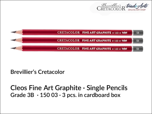 Cretacolor Cleos Fine Art Graphite 3B, ołówki Cleos 3B zestaw 3 szt., Cleos Art Graphite komplet 3 ołówków twardość 3B, Cretacolor Cleos zestaw 3 ołówków 3B, ołówki Cleos 3B, ołówki grafitowe Cleos 3B, ołówek grafitowy, rysunek, Cretacolor,