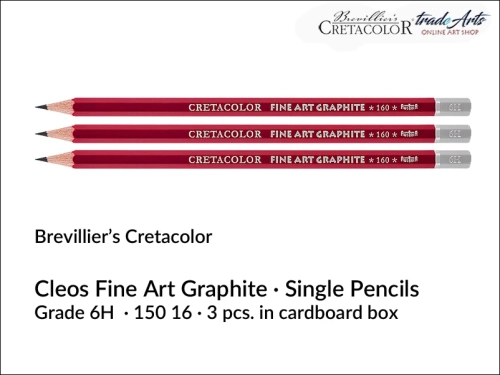 Cretacolor Cleos Fine Art Graphite 6H, ołówki Cleos 6H zestaw 3 szt., Cleos Art Graphite komplet 3 ołówków twardość 6H, Cretacolor Cleos zestaw 3 ołówków 6H, ołówki Cleos 6H, ołówki grafitowe Cleos 6H, ołówek grafitowy, rysunek, Cretacolor,